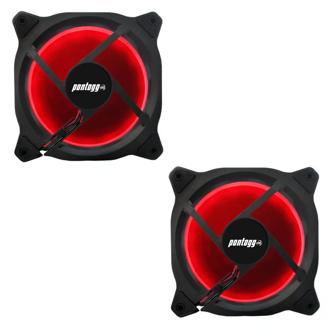 Kit 2 Cooler Fan Reinforced 5 Leds Para Gabinete 120mm x 120mm